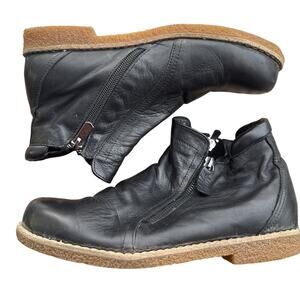 Andrea Conti Women's Ankle Boots Black Zip Comfort Flat 38 EU 7.5 US Excellent